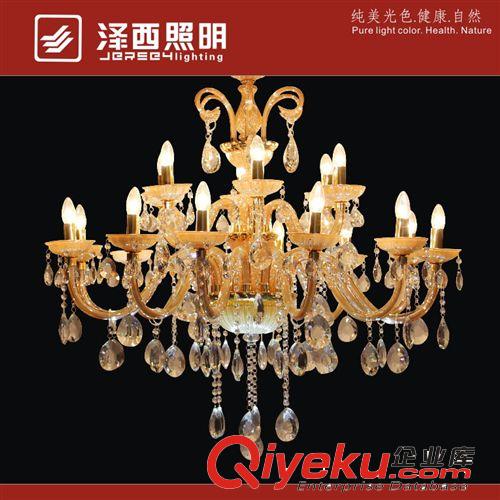 蠟燭水晶燈 古鎮(zhèn)品牌酒店別墅復(fù)式樓K9水晶琥珀色gd歐式家居客廳蠟燭吊燈飾原始圖片3
