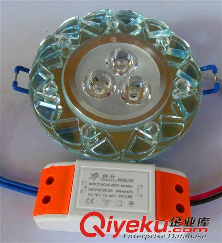 水晶天花燈 僑升照明廠家直銷LED水晶貼花天花燈高亮水晶射燈3W大功率家裝燈原始圖片2