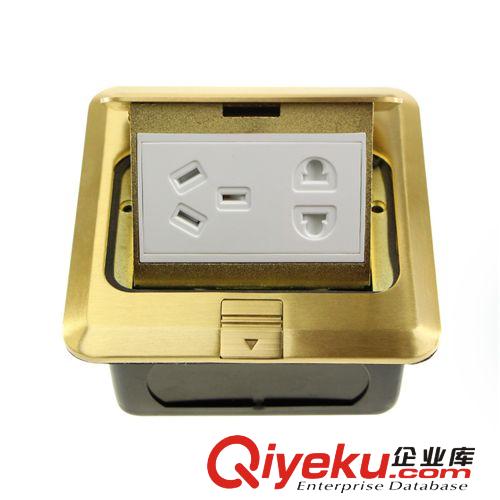 地面插座 tj彈起式【一品】地面插座 優質銅防水開啟式五孔電源 gd金色