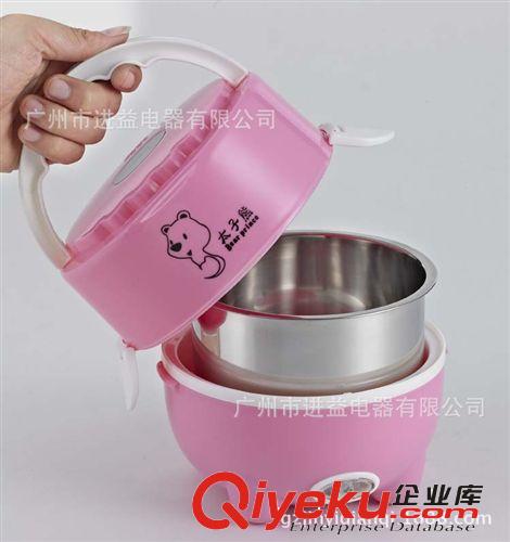 電熱飯盒 供應(yīng)迷你電熱飯盒，電熱蒸煮飯盒，多功能雙層飯盒不銹鋼電熱飯盒原始圖片3