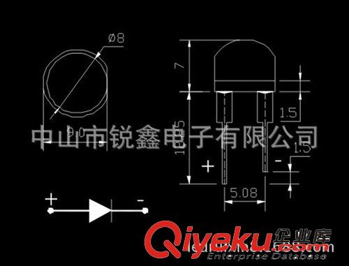 優(yōu)質(zhì)8mm系列 F8mm草帽大功率0.25W瓦藍(lán)光 藍(lán)色led發(fā)光二極管 大支架超高亮原始圖片3
