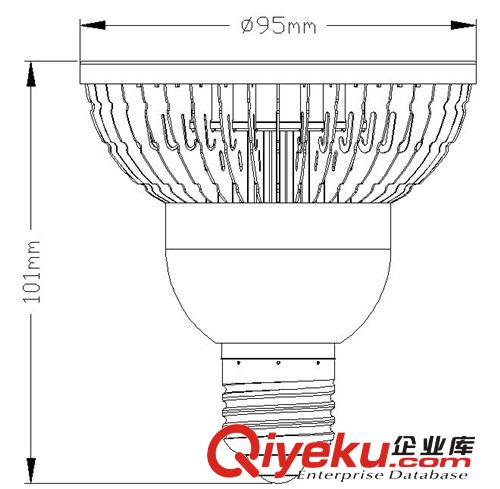 鰭片式燈杯套件 led PAR30燈具外殼套件,E27燈頭,35度COB透鏡組  M原始圖片2