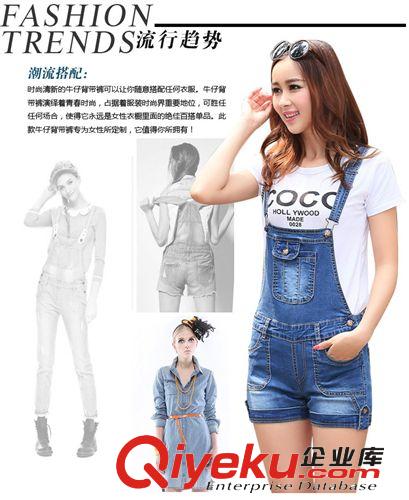 牛仔裙褲 V6（1）夏季新款韓版女裝特愛款 磨破寬松牛仔背帶短褲 熱褲 短褲原始圖片2