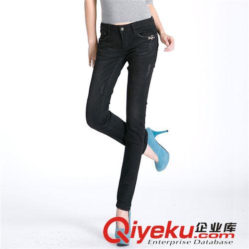 2014初秋新品 時代設計 2014秋冬創意韓版九分褲 丐版鏈條牛仔褲女小腳褲 批發原始圖片2