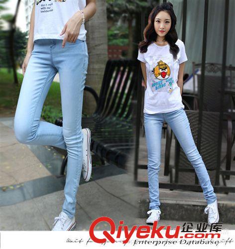 2013長(zhǎng)褲 2014時(shí)尚韓版淑女修身小腳顯瘦休閑 淺色女裝牛仔長(zhǎng)褲