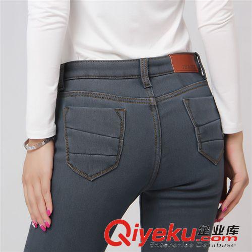 牛仔長褲系列 2014{zx1}款牛仔褲女加絨加厚長褲顯瘦女小腳褲批發修身彈力鉛筆褲原始圖片2
