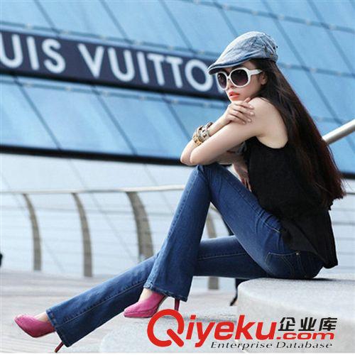 一褲兩色 2014潮流提臀喇叭褲 顯瘦微叭牛仔褲 修身長褲女士牛仔褲批發