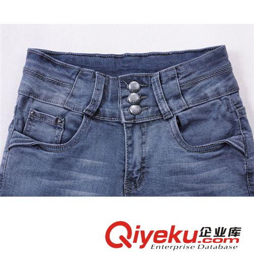 一褲兩色 2014秋冬 女式牛仔褲 新款韓版顯瘦彈力排扣牛仔小腳褲 廠家直銷