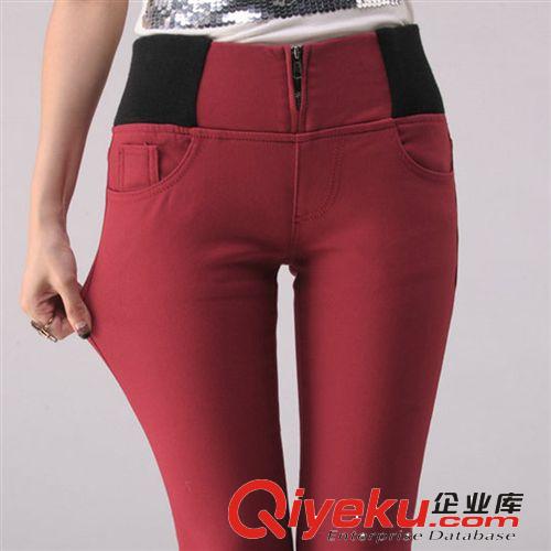 牛仔褲按特點(diǎn) 2014秋冬新款加絨加厚高腰橡筋褲 超彈 淑女休閑小腳鉛筆牛仔褲原始圖片2