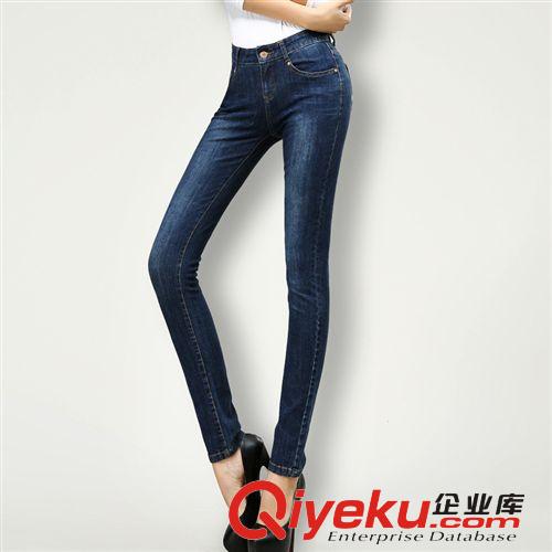 女式牛仔褲 水貂絨 加厚加絨牛仔褲女長(zhǎng)褲秋冬季 顯瘦小腳褲子大碼女褲鉛筆褲原始圖片3