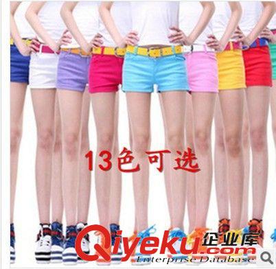 糖果色褲褲 一件代發 韓版彈力彩色鉛筆牛仔短褲女 夏季女式糖果色短褲