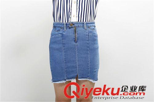 裙褲 夏季新款高腰韓版女裝牛仔短裙半身包臀裙彈力顯瘦一步裙一件代發