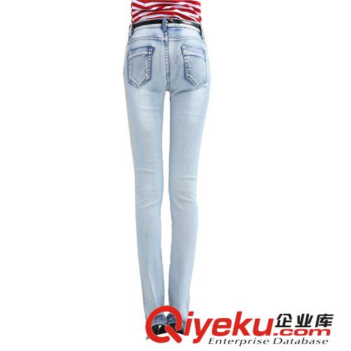 牛仔長褲 女裝歐洲站外貿原單韓版一件代發大碼女式 小腳褲鉛筆燙鉆 牛仔褲原始圖片2