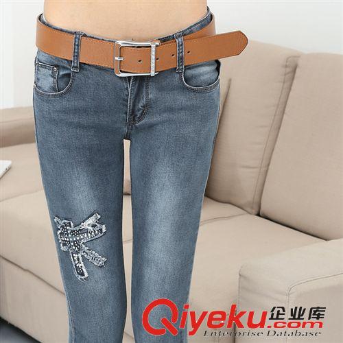 牛仔長褲 一件代發燙鉆女裝 牛仔褲韓版服裝批發淘寶代理鉛筆 小腳褲原始圖片2