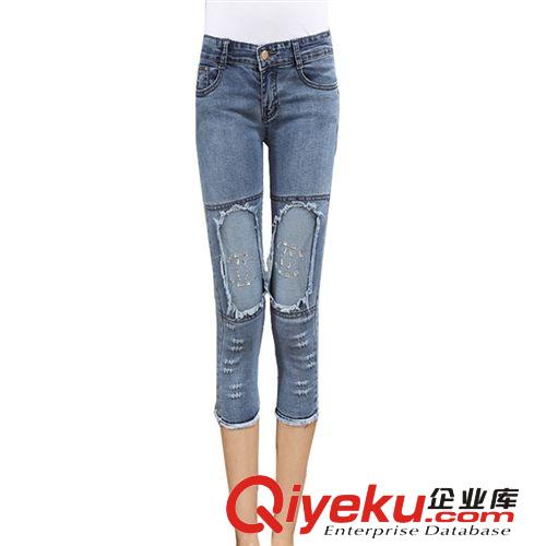 牛仔長褲 秋季女裝蕾絲韓版爆款批發小腳褲一件代發淘寶代理女式 牛仔褲