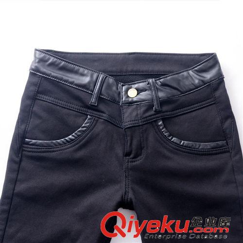 現貨 高彈力純棉女式牛仔褲加絨加厚 修身彩色小腳鉛筆褲大碼保暖褲原始圖片3