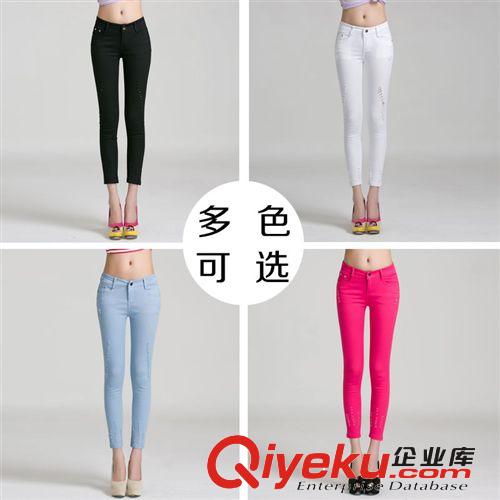現(xiàn)貨 廠家直銷2014夏季新款韓版女式牛仔褲短褲女夏大碼破洞釘珠短褲潮