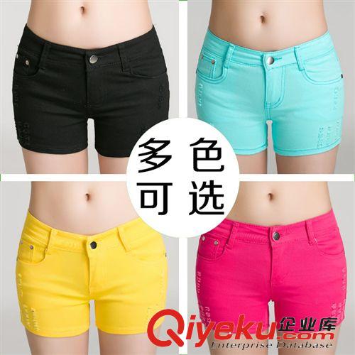 彩色褲 2014夏季新款韓版女式牛仔短褲女彩色短褲糖果色短褲高彈提臀批發