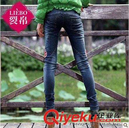 民族風牛仔褲 2014秋冬民族風女式牛仔褲長褲修身顯瘦小腳褲繡花鉛筆褲原始圖片2