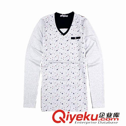 男 裝 長(zhǎng)袖T恤 秋裝新款 男式t恤 男裝韓版 青春潮流創(chuàng)意V領(lǐng)男士棉T恤原始圖片2