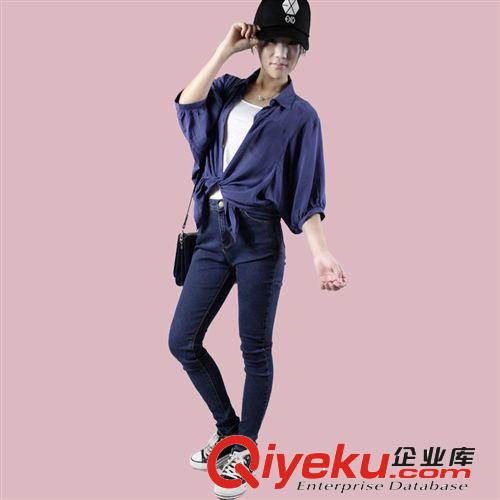 女式牛仔褲 新款秋裝女裝女式小腳中腰彈力牛仔褲韓版潮緊身ss提臀女褲3301原始圖片2