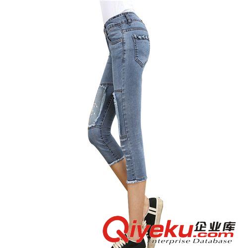 女式牛仔褲 夏季女裝 七分褲 韓版 牛仔褲 一件代發(fā) 服裝 批發(fā)淘寶代理清倉原始圖片2
