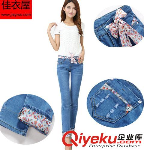 女式牛仔褲 大碼女裝秋裝韓版燙鉆鉛筆褲韓國服裝 一件代發(fā) 淘寶代理 牛仔褲