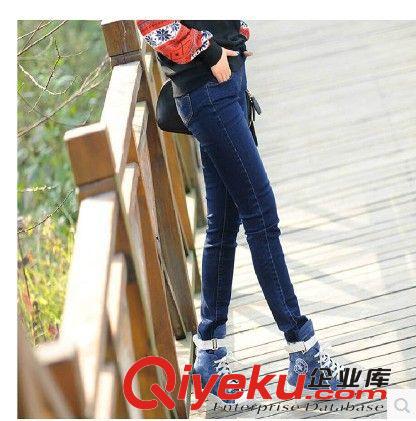 女裝四季款牛仔褲 2014年秋冬爆款松緊高腰顯瘦牛仔褲 胖MM大碼女長褲小腳褲鉛筆褲原始圖片2
