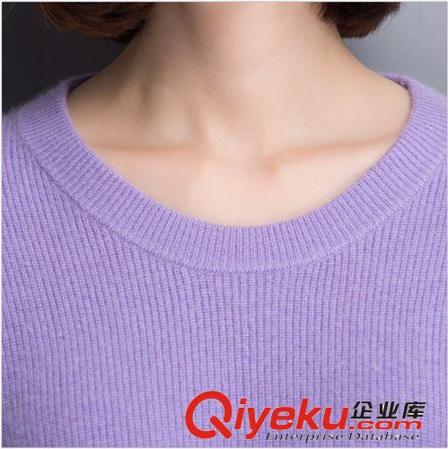 上裝 2014秋冬款圓領(lǐng)短款羊絨衫女珍珠裝飾毛衣外套不規(guī)則邊套頭打底衫原始圖片2