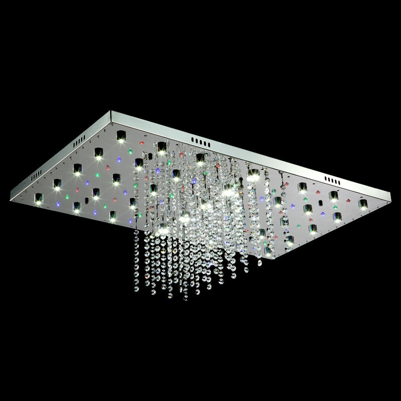 【優(yōu)質(zhì)】led水晶燈 客廳吸頂燈具長方形燈飾 七彩變色臥室燈原始圖片3