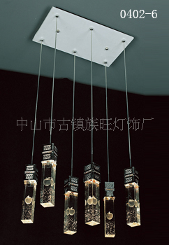 LED餐吊灯、3W*6个头大功率灯珠、水晶罩+合金罩盒+不锈钢吸顶盒+