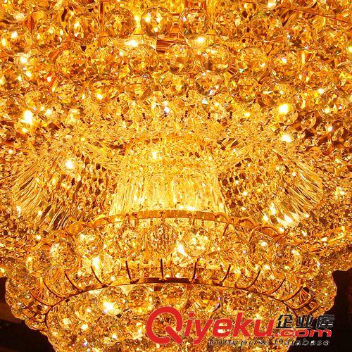 中山燈具廠家直銷 傳統經典七彩LED客廳吸頂黃色圓形水晶燈 8006