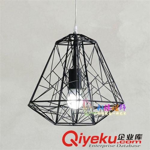 餐廳燈工業(yè)吊燈北歐宜家經(jīng)典極簡(jiǎn)鳥(niǎo)巢燈鉆石編織鐵藝鐵籠吊燈原始圖片3