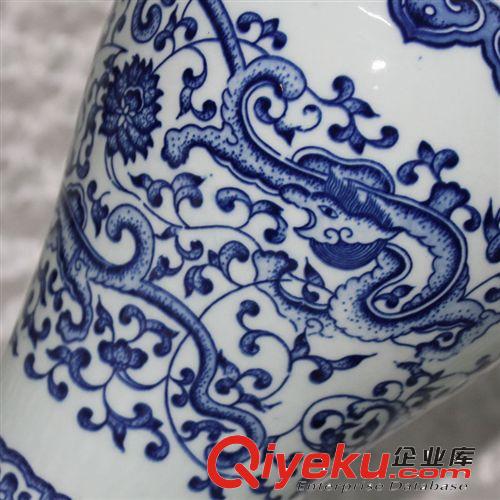 青花紋龍陶瓷臺燈，中式古典陶瓷臺燈，木藝底座臺燈原始圖片3