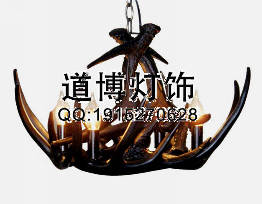 中山古鎮(zhèn)廠家批發(fā)酒店客廳歐式樹脂鹿角燈原始圖片2