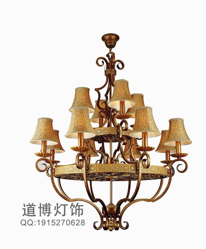 中山古鎮燈具廠家專業定制歐式仿古鐵藝圓形吊燈