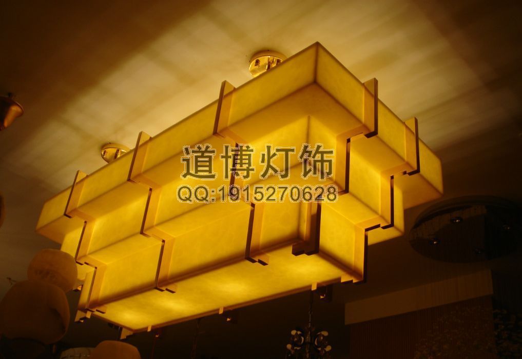 中山古鎮(zhèn)燈具廠家定制酒吧咖啡廳歐式方形鐵藝仿云石吸頂燈