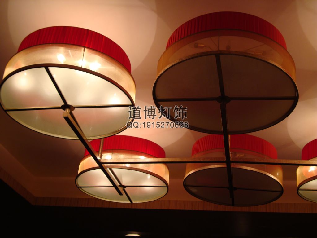 中山燈具廠家專業(yè)定制酒店會(huì)所歐式鐵藝布罩吸頂燈原始圖片2