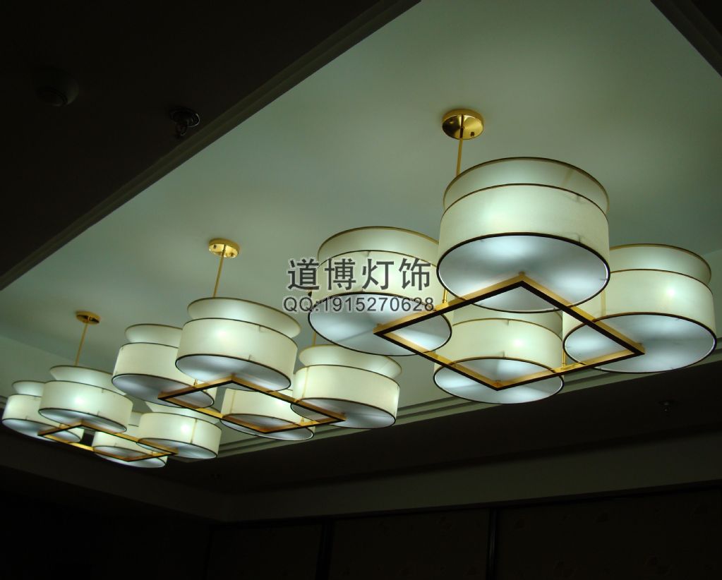 中山燈具廠家專業(yè)定制酒店會(huì)所歐式鐵藝布罩吸頂燈原始圖片3