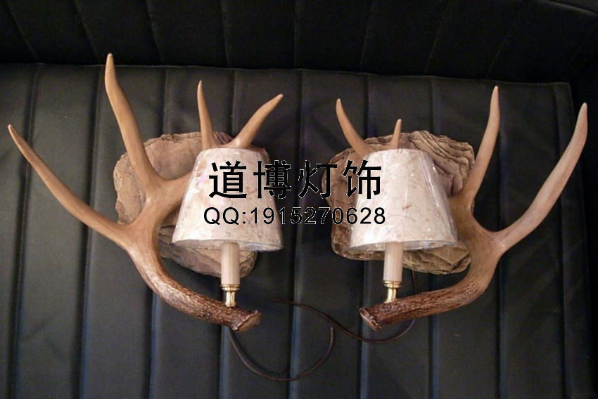 中山古鎮(zhèn)燈具廠家批發(fā)酒店客房美式鄉(xiāng)村樹脂鹿角壁燈