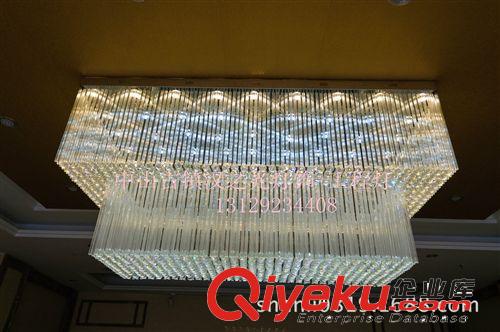 酒店工程大型水晶吸頂燈具賓館大堂大廳不銹鋼水晶燈飾原始圖片2