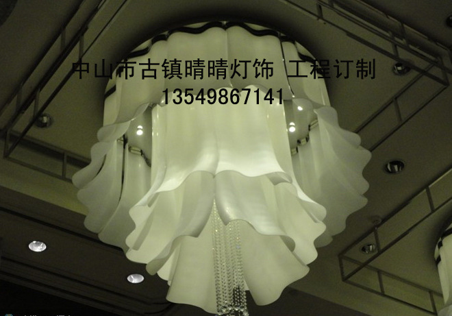 酒店工程燈 大堂燈 方形大型燈 金色工程水晶燈 會所大堂燈
