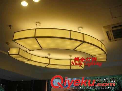 中山燈飾廠定做中式酒店KTV非標(biāo)工程圓形仿云石吸頂燈原始圖片3