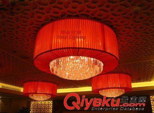 中山燈飾廠供應布藝水晶工程燈/中式紅色吊燈/酒店包廂吸頂燈具原始圖片2