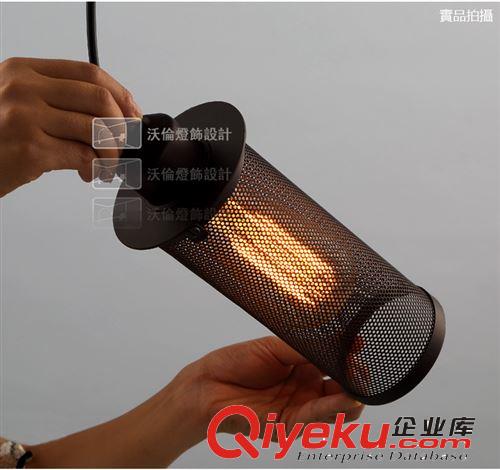 【沃倫】RH Loft2 單頭陽(yáng)臺(tái)宜家吧臺(tái)燈 工業(yè)閣樓金屬網(wǎng)吊燈原始圖片3
