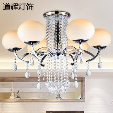 鶴軒水晶半吊燈客廳臥室餐廳水晶吊燈鐵藝彎管吊燈具廠家批發(fā)原始圖片2