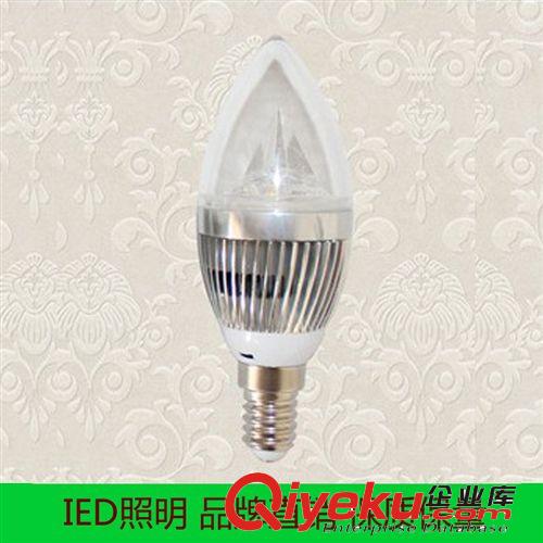 【IED照明】E14 LED銀色尖泡 水晶燈蠟燭燈專用LED光源3W正白