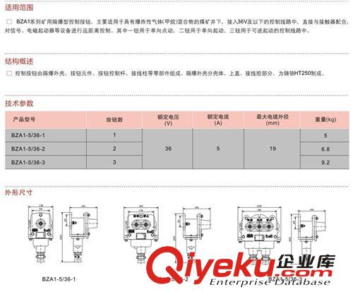 矿用防爆按钮，BZA1-5/36-2矿用控制按钮