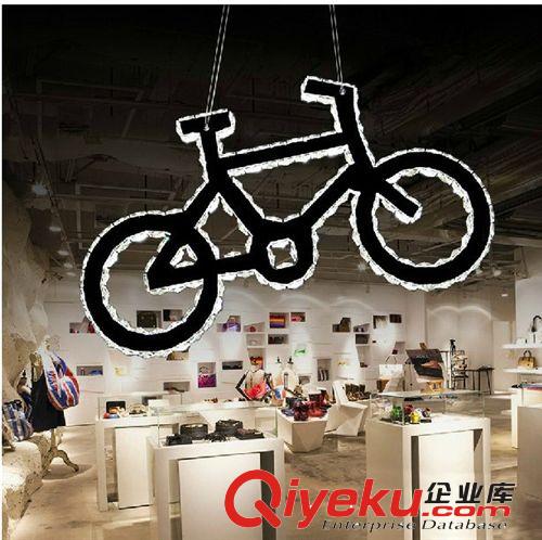 tj包郵創(chuàng)意個性單車水晶餐廳客廳燈臥室書房led水晶吊燈送搖控