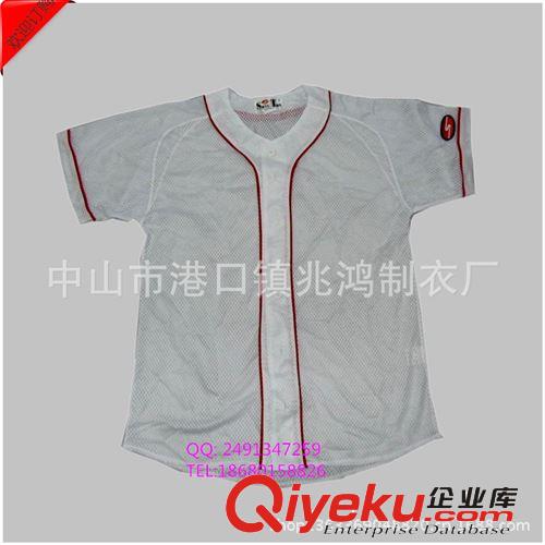 廠家定做外貿棒球服 短袖開衫全滌運動球衣貼布繡棒球衫 條紋球服原始圖片3